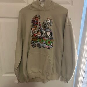 Gildan Light Sage Green Horror Characters Pullover Hoodie